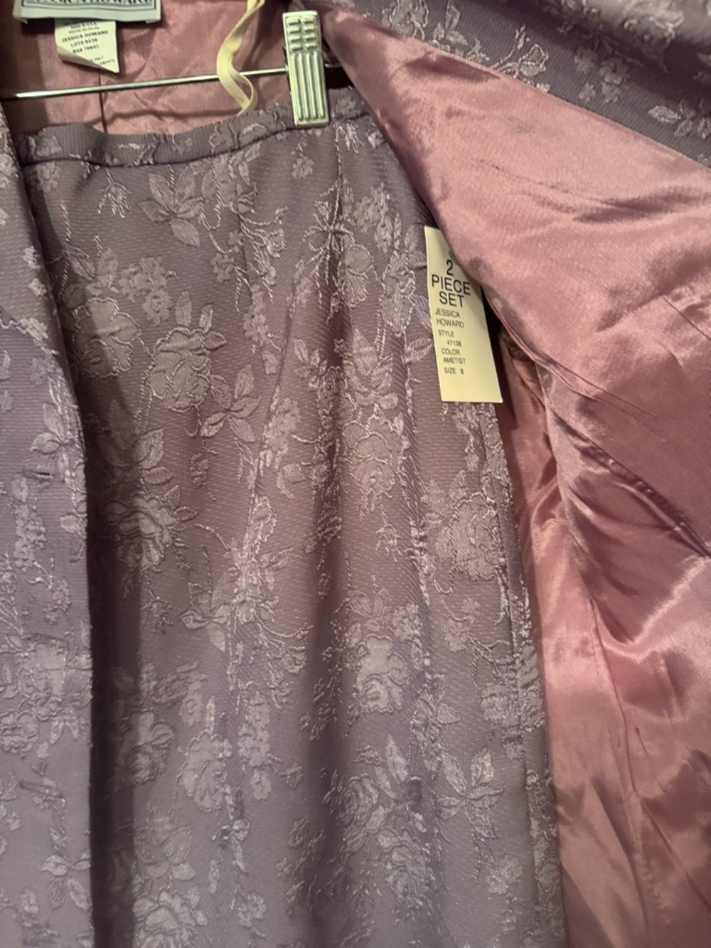 NWT Jessica Howard Sz 8 Lavender Floral Jacquard Blazer & Skirt Set - Picture 8 of 11